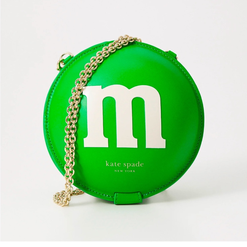 NWT Kate Spade x M&M’s Green Round Crossbody Bag Novelty Chain Purse